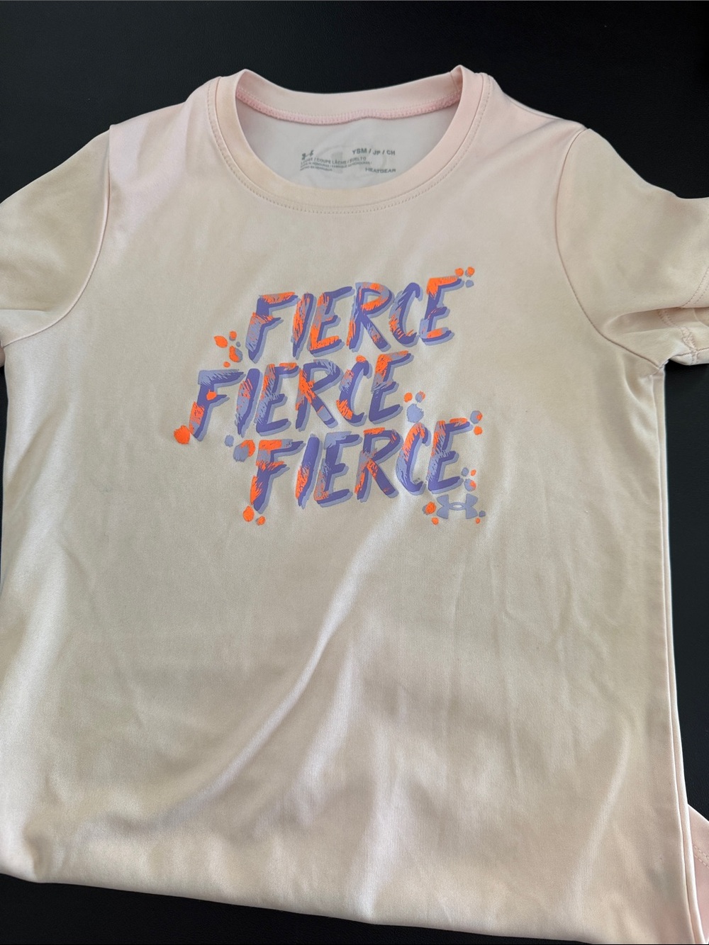 Under Armour Light Pink Tee with Colorful 'FIERCE' Graphic